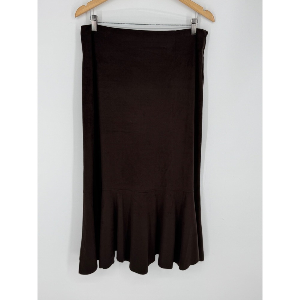 J Jill Women's Soft Maxi Skirt Size 10 Brown Soft Flowy Comfy Zip Read** M5